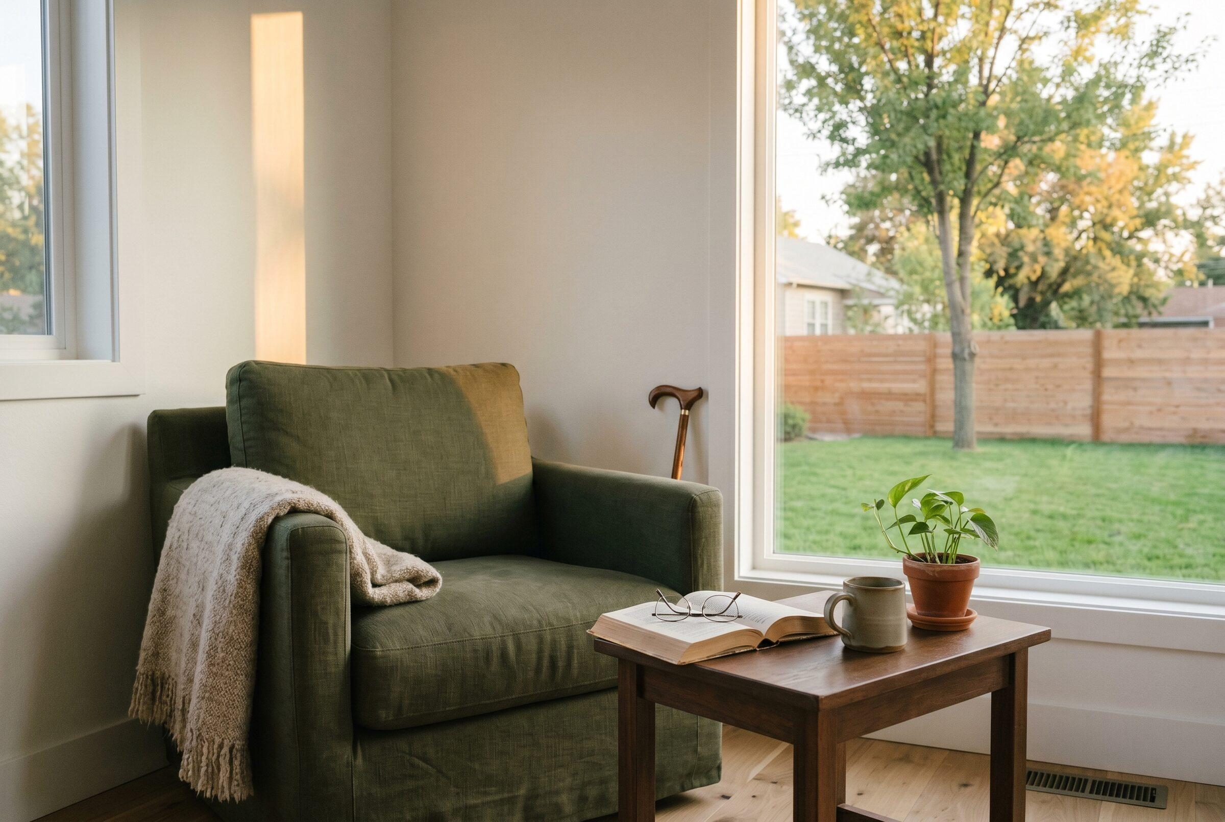 Comfortable ADU interior set up for an aging parent