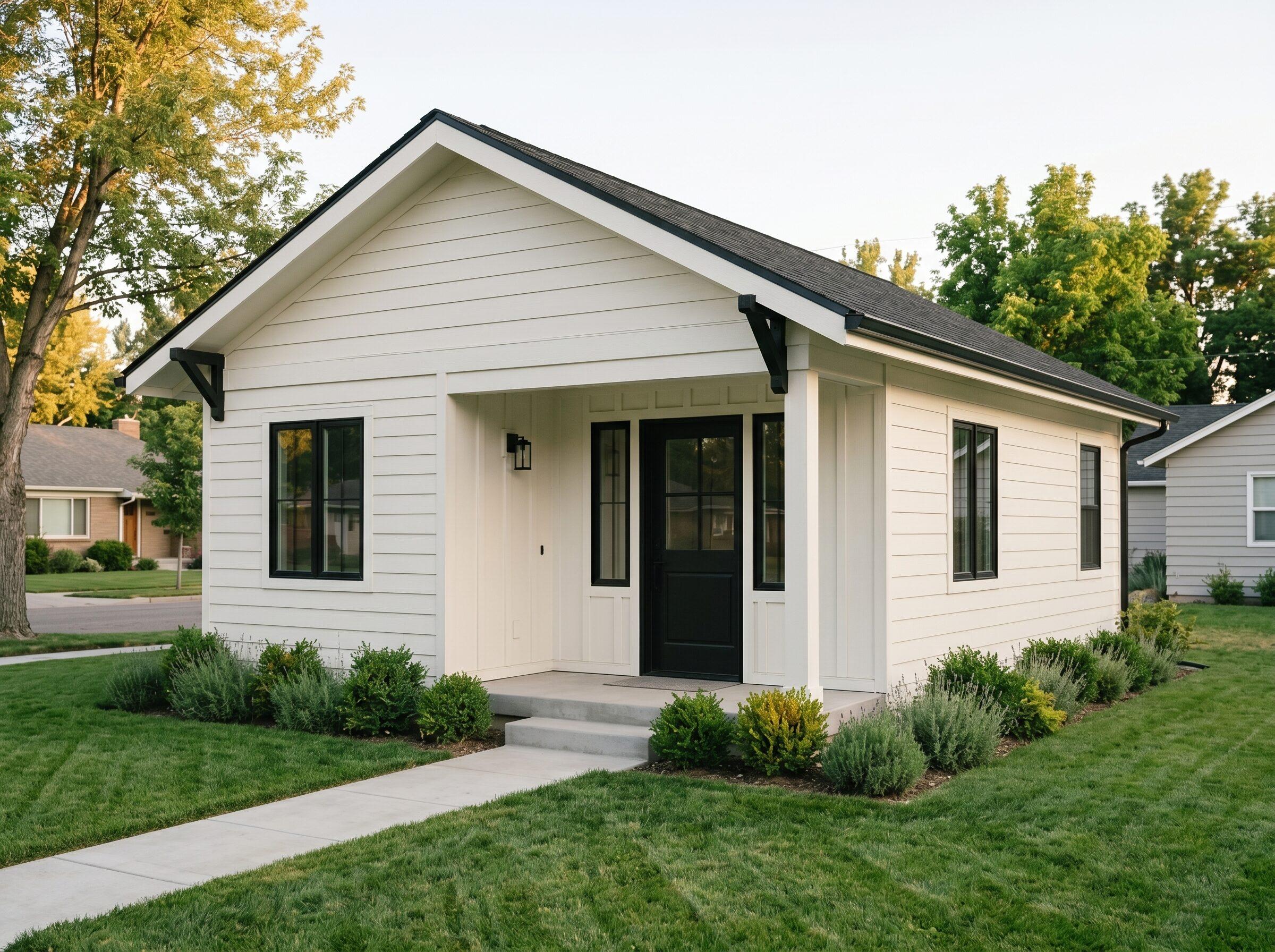 Detached Waxwing studio ADU built as a long-term rental on a Nampa lot