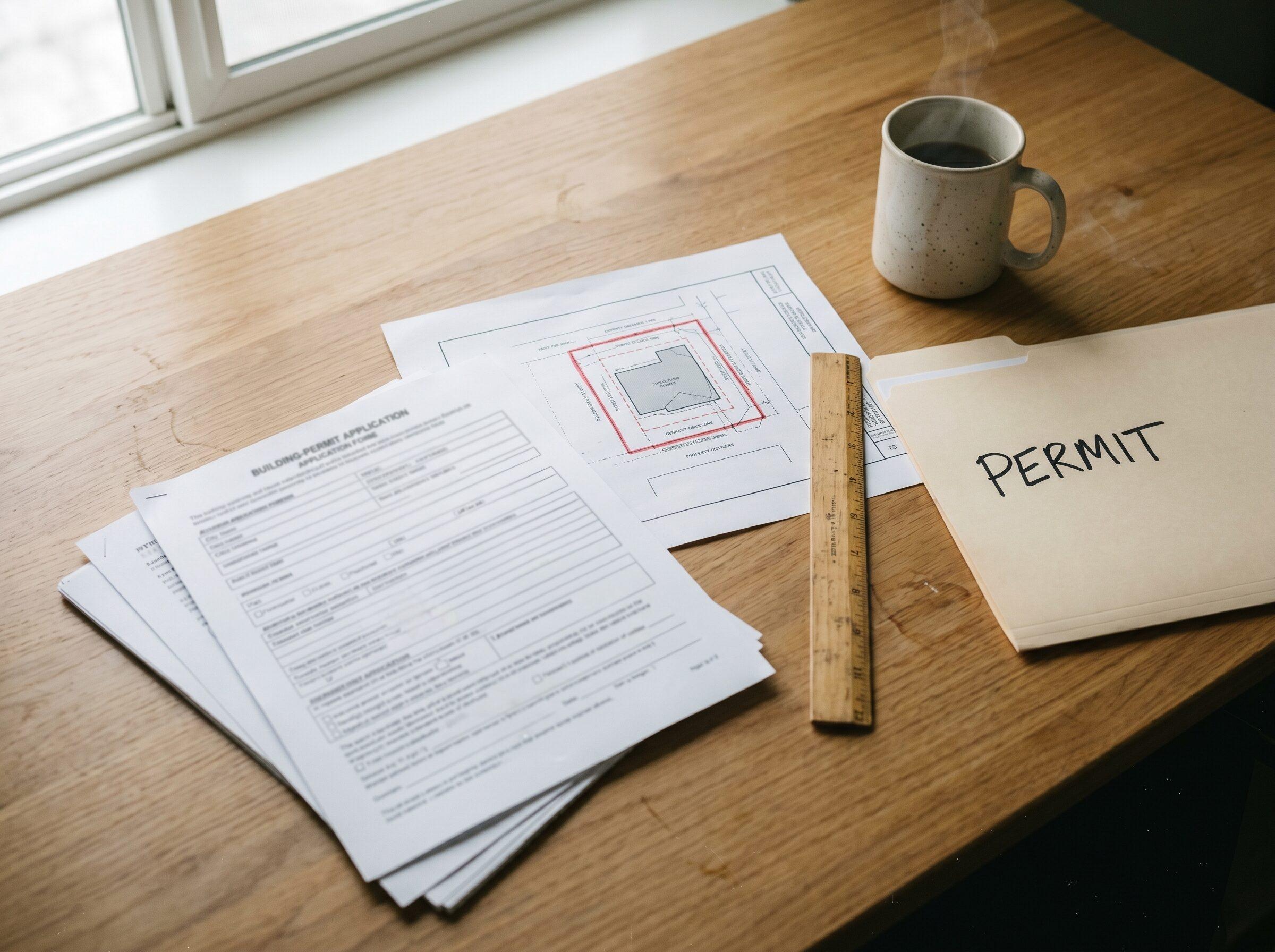 Boise permitting paperwork on a wooden desk