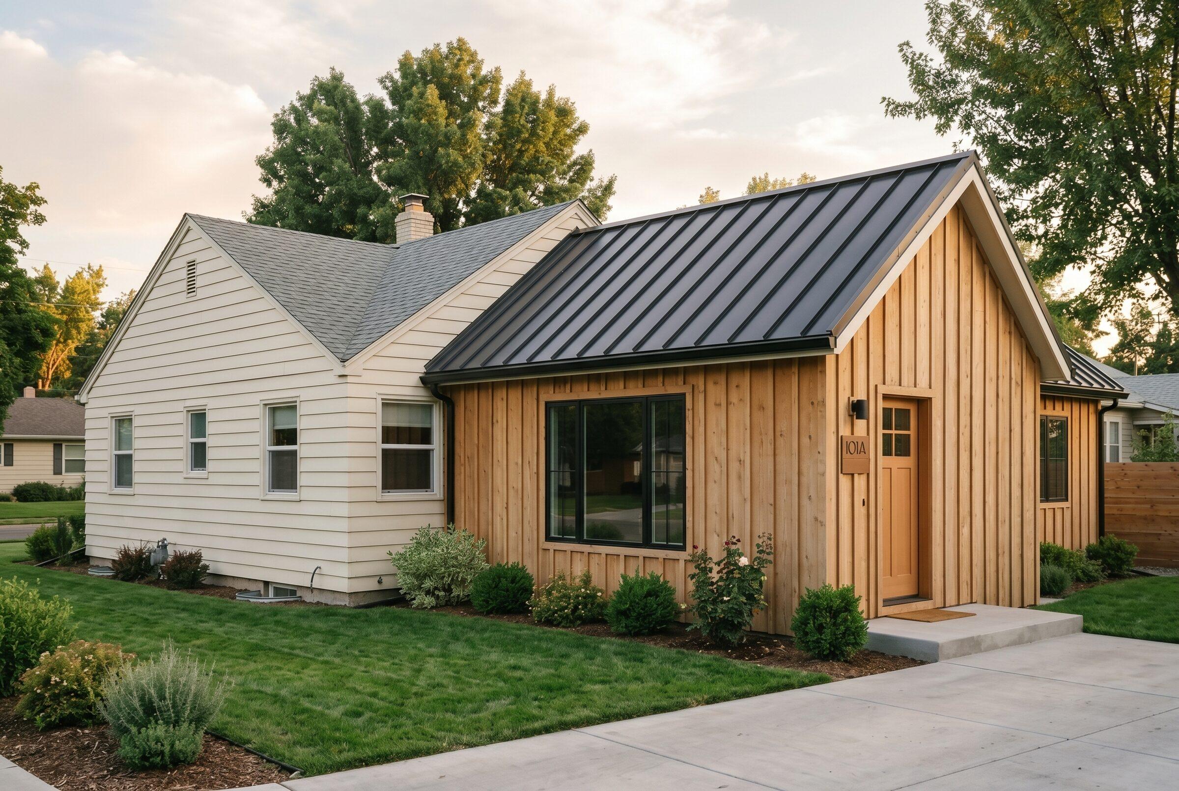 Pre-approved ADU plan rendered as a finished Idaho residence